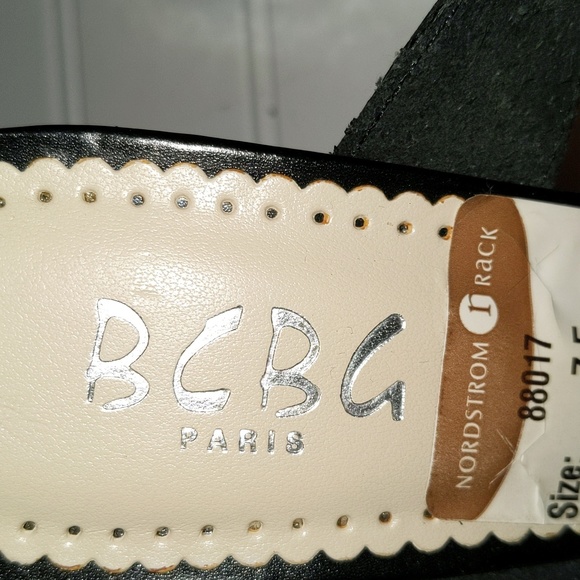 BCBG Paris Women's Size 7.5 Cork Wedge Heel Slip On Sandals - Picture 2 of 14